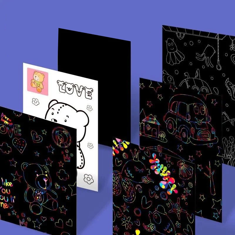 22 pages Drawing Book 3 in 1 Scratch Painting Color Filling Toys Cartoon Animal Unicorn Dinosaur Children Kids Boys Girls Gifts