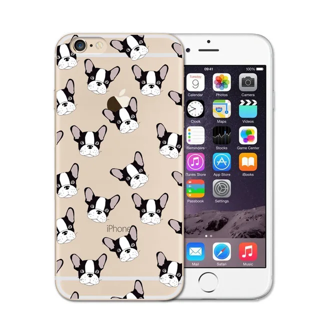 Серебристый KETAOTAO милый щенок Мопс телефон чехол s для iPhone 4S SE 6 5C 5S 6S 7 8 SE 5Plus XR XS Max чехол кристально чистый мягкий TPU чехол s - Цвет: Серебристый