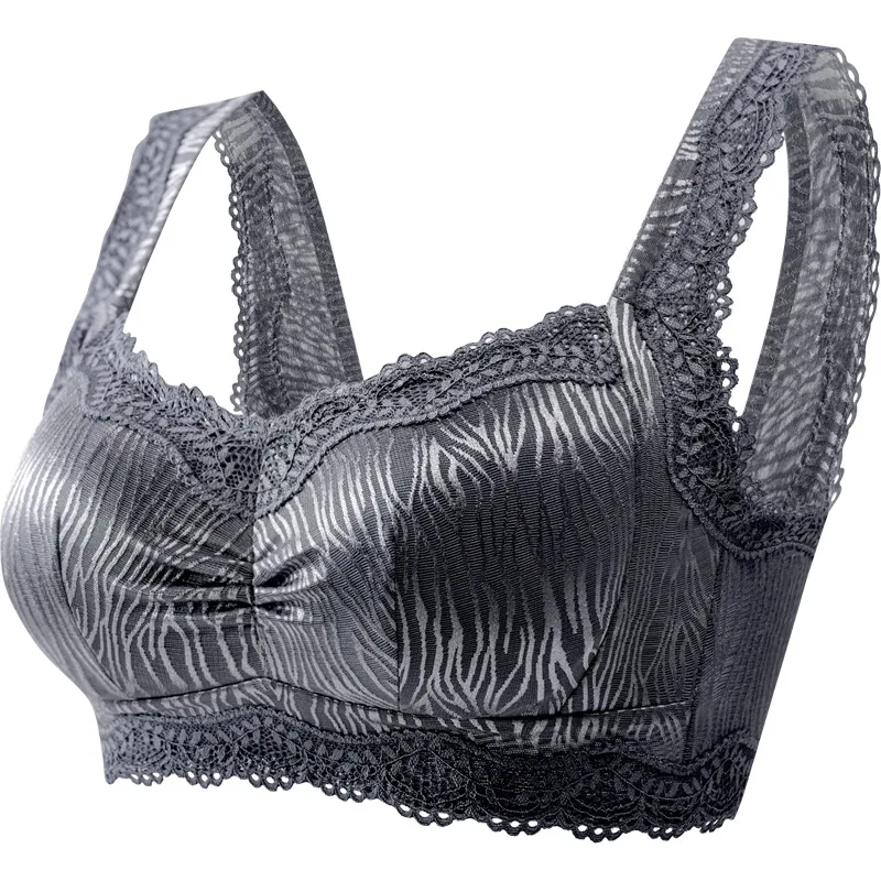 Серый H9707 Artificial Boobs Bra After Breast Cancer Surgery No Steel Ring Bras Lingerie Lace Silk Gathering High Quality Underwear - Цвет: Серый