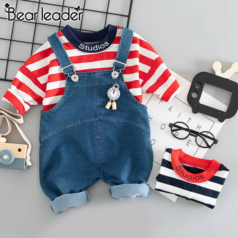 

Bear Leader Baby Boy Clothes Set New Autumn Kids Clothes Suit Striped T-shirt and Jeans Rompers Boys Kids Clothes Suits 2pcs
