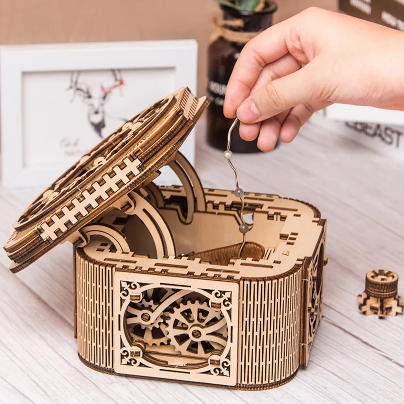 

Perpetual Calendar Wooden Jigsaw Toy 3D Puzzle Assembled Code Box Ball Female Flower DIY Gift Desktop Ornaments
