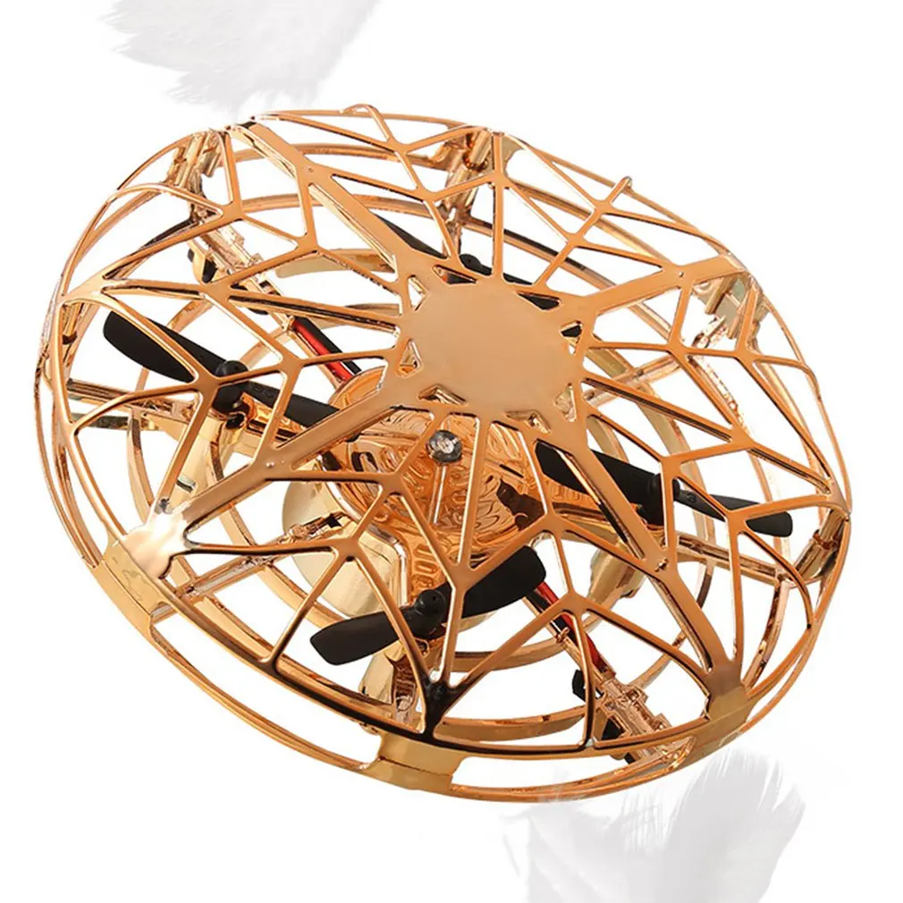 Мини летающий вертолет НЛО Радиоуправляемый Дрон ручной зондирующий самолет электронная модель Квадрокоптер flayaball игрушки маленький Дрон для детей - Цвет: gold