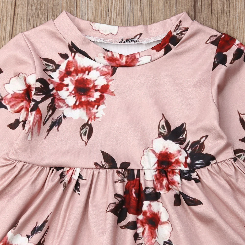 Комплект осенней одежды из 2 предметов для новорожденных девочек, платье с длинными рукавами и цветочным принтом, комплекты со штанами