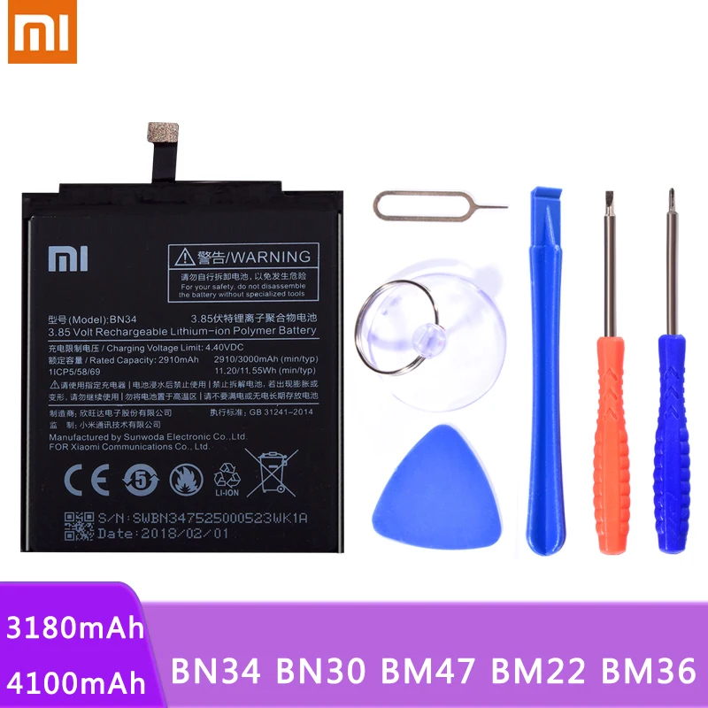 BN34 BN30 BM47 BM22 BM36 Батарея для спортивной камеры Xiao mi Red mi 5A 4A 3 3S 4X mi 5 5S mi 5 mi 5S сменная батарея литий-полимерные батареи