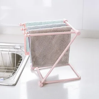 

Foldable Kitchen Towel Rack Plastic Storage Rag Rack Vertical Desktop Dish Cloth Drain Shelf Multi-Function Kitchen Supplies