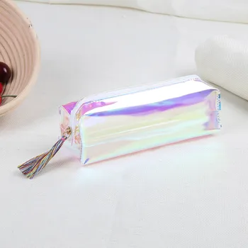 

Stationery Pen Bag Gift for Girl Kids tassel bag Kawaii Stationery Pouch Shiny Laser Attractive Colorful Transparent Pencil Case