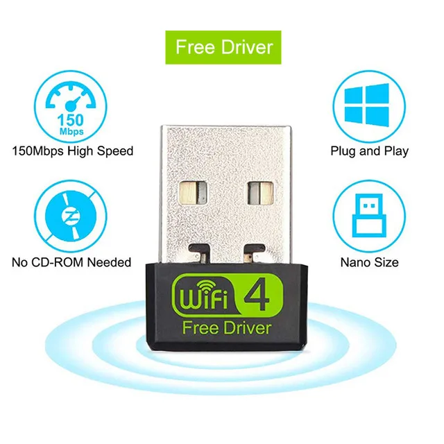 1pc 150Mbps adaptador Mini WiFi adaptador USB conductor libre Wi-Fi tarjeta de red Ethernet inalámbrica Wi-Fi receptor para PC portátil