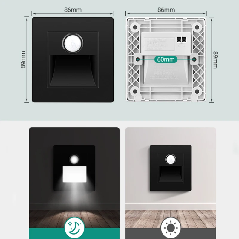 SANDIY Sensor Wall Lamp Embedded Stair Light Led Nightlight for Step Ladder Kitchen Foyer Corridor LivingRoom Indoor PIR Sconce 6 SANDIY Sensor Wall Lamp Embedded Stair Light Led Nightlight for Step Ladder Kitchen Foyer Corridor LivingRoom Indoor PIR Sconce 6