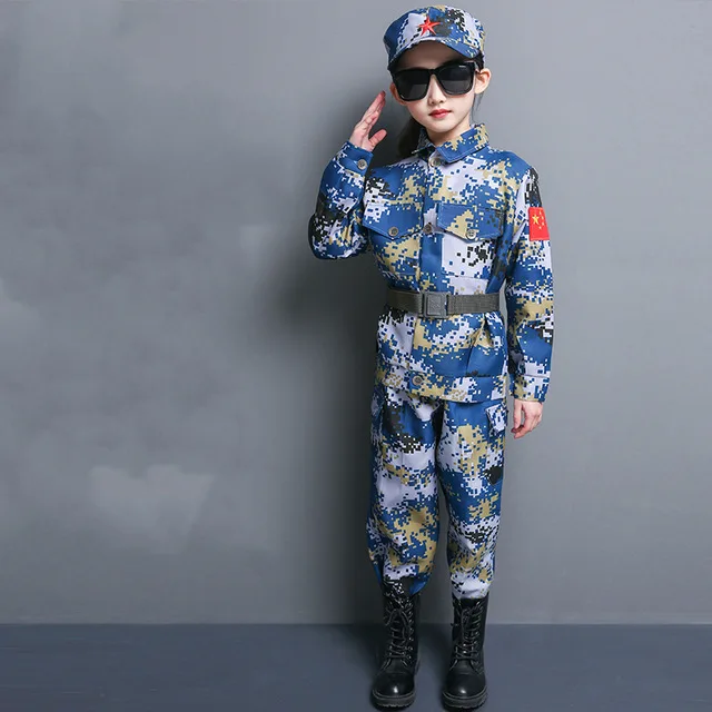 005 Halloween Costumes for Kids Baby Girl Boy Military Army Suit Uniform Performan Clothing Camouflage Tactical Men Soldier School - Цвет: 005