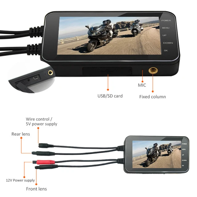 MT003 WIFI 1080P Waterproof Camera 4 Inch Motorcycle DVR Front Rear D –  icarscars - Your Preferred Auto Parts
