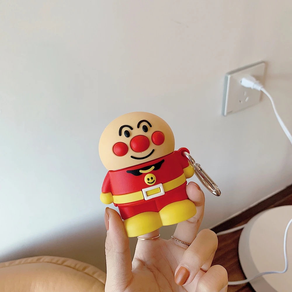 Мягкий чехол для наушников Airpods 2 с мультяшным 3D разъемом Anpanman для игр, для AirPods 1 2, силиконовая крышка для bluetooth-гарнитуры с крючком