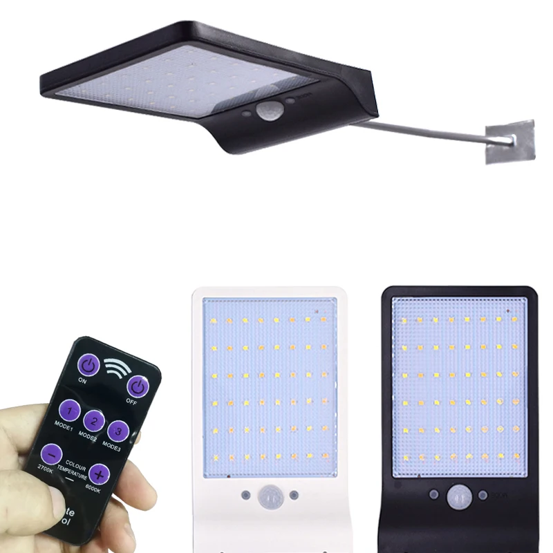 

48 LEDs Solar Lights With Controller Three Modes Dimmable Solar Lamp Outdoor Garden Street Yard Path Waterproof Wall Lamps