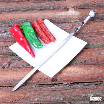 

10pcs 17.5'' 45cm Food Grade Stainless Steel Flat BBQ Skewers Meat BBQ Stick Outdoor Barbecue Skewers Roasting BBQ Forks