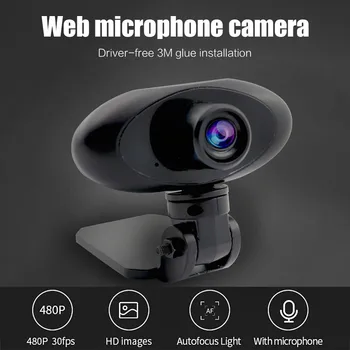

HD 480P Webcam Mini Computer PC WebCamera with Microphone Rotatable Cameras for Live Broadcast Video Calling Conference Work