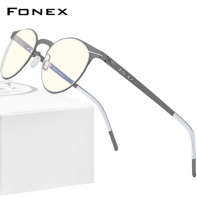 

FONEX Очки женские с блокировкой сисветильник, винтажные круглые игровые очки без винтов, с защитой от УФ-лучей, FAB014, 2020