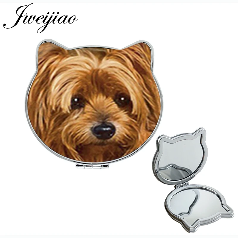 JWEIJIAO Pets PUG game Double Cat Ear Sides Shaped pocket mirror people best friends animal espejos for girlfriend NS264