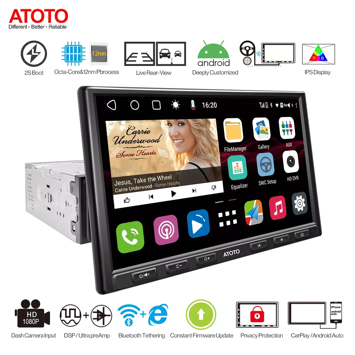 ATOTO AE-S8G1A84SD-X 2.4G/5G беспроводной WiFi Bluetooth 8-дюймовый автомобильный стерео