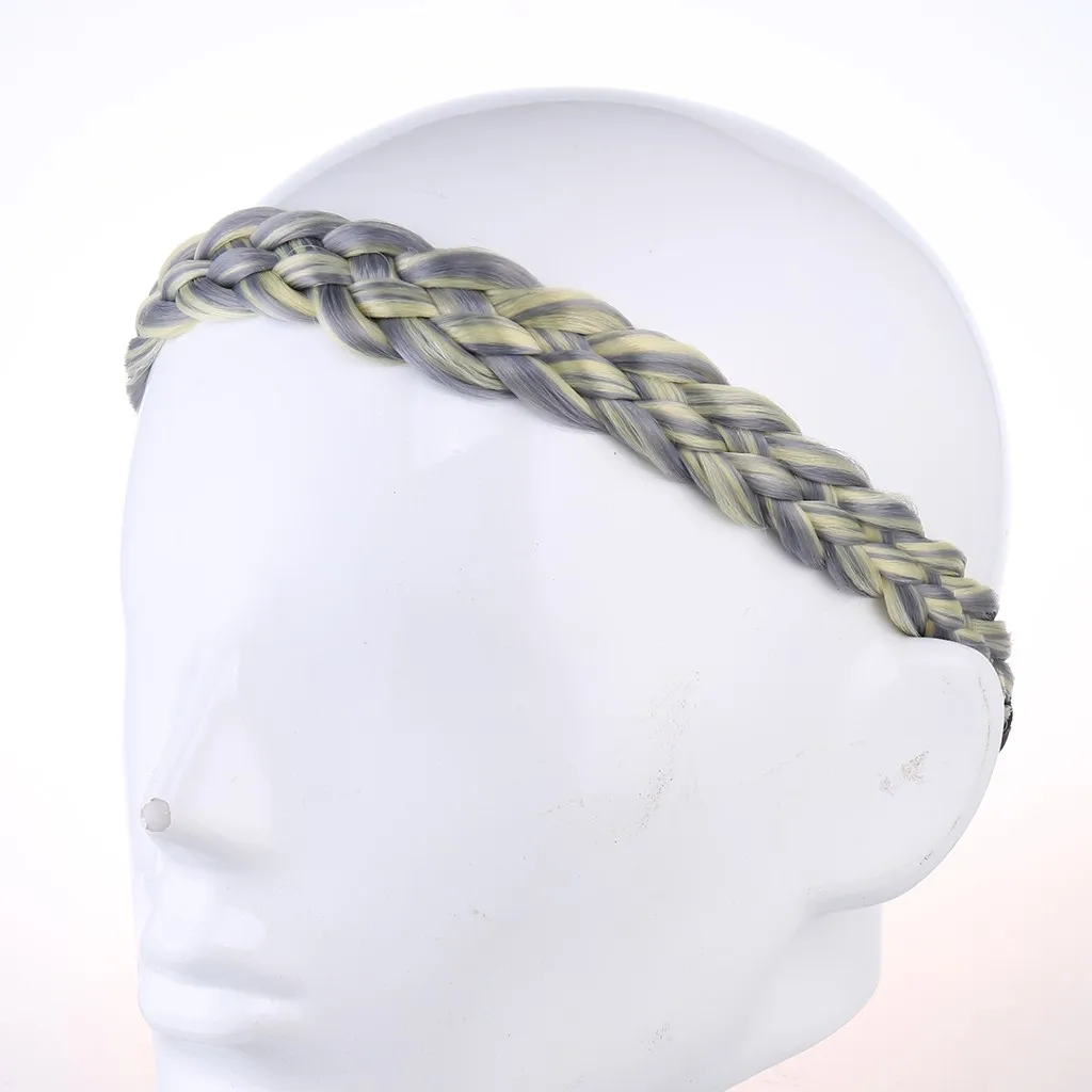 Fashion Synthetic Hair Plaited Elastic Headband Wig Hairband Braided Headwear