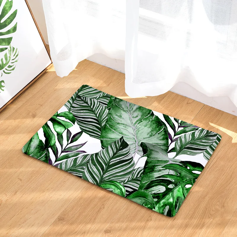 

Entrance Floor Carpet Door Mat Doormat Palm Leaf Flannel Kitchen Bathroom Anti Slip Rugs Home Decor Doormat for Entrance Door