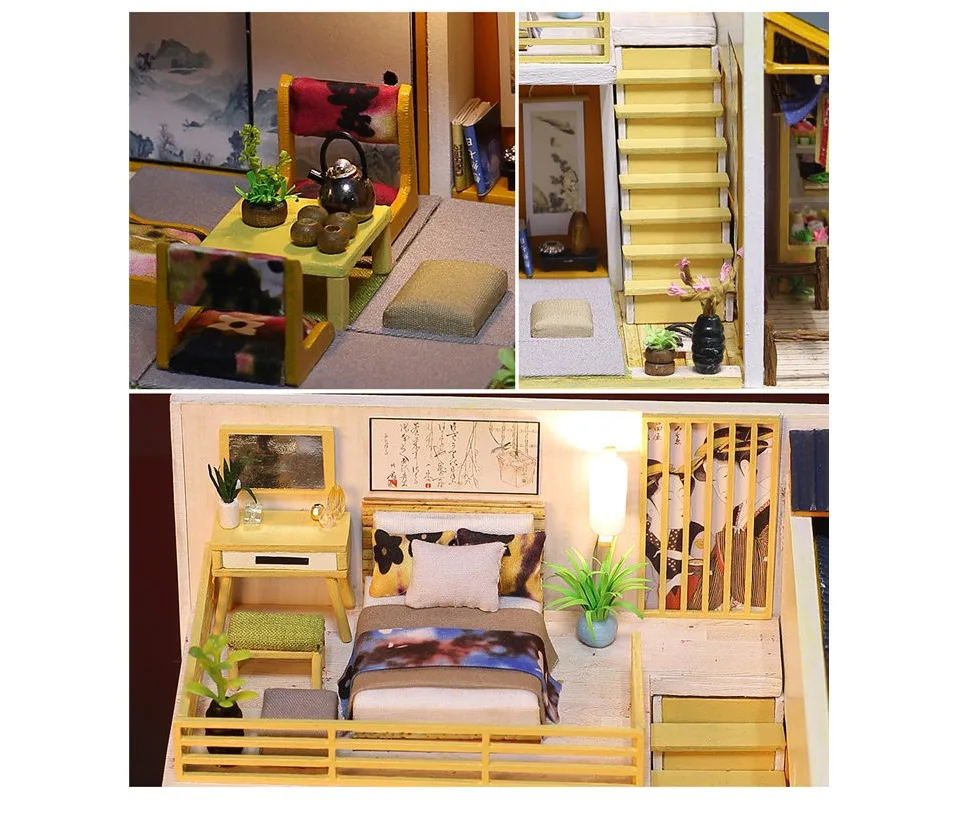 Кукольный дом в японском стиле, деревянные кукольные домики, миниатюрные кукольные домики для спальни, кукольный домик для поделок, набор мебели domki dla lalek