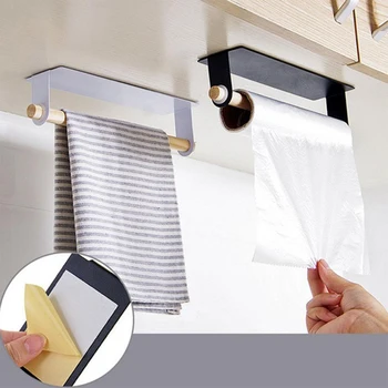 

Kitchen Towel Rack Non-perforated Toilet Paper Hook Suction Wall Storage Iron Multifunctional
