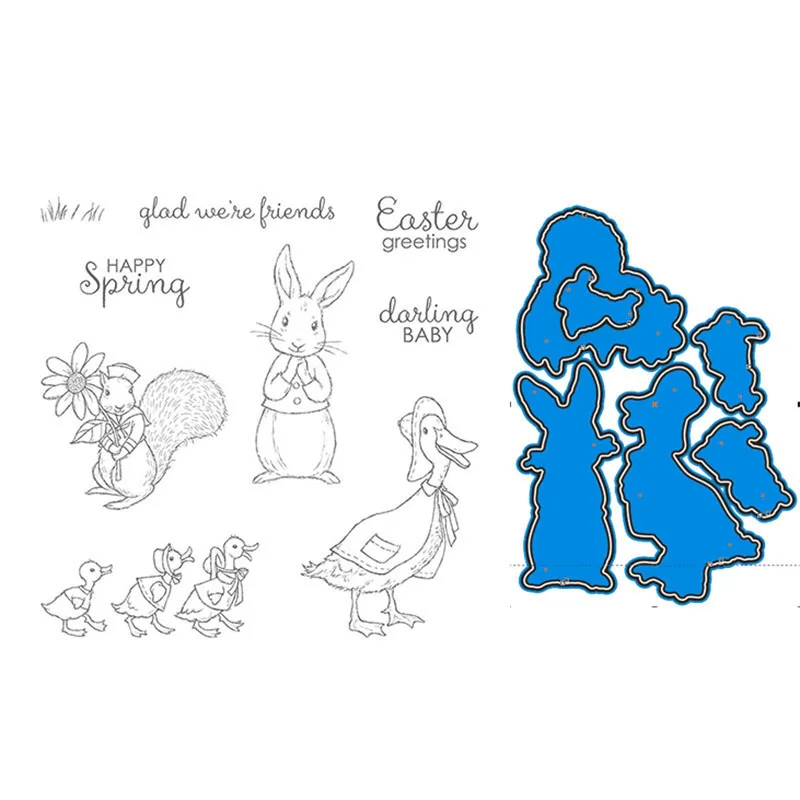 

Rabbit Transparent Clear Stamps/coordinating die for DIY Scrapbooking/Card Making/Kids Christmas Fun Decoration Supplies