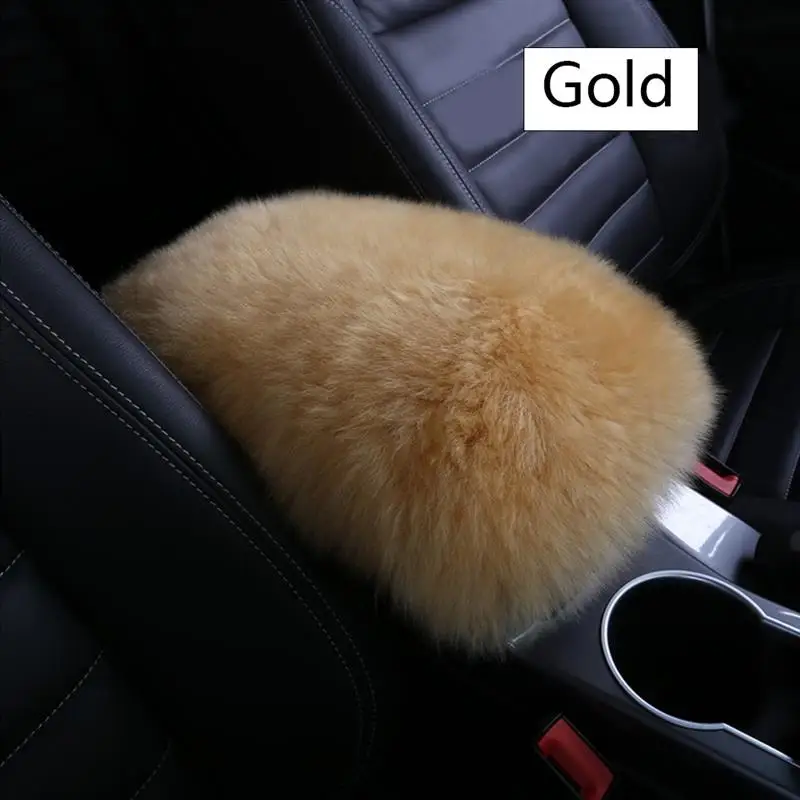 Автомобильный подлокотник, автомобильная теплая меховая плюшевая Автомобильная центральная консоль, подлокотник, коробка для подлокотника, мягкая подушка, универсальная установка для автомобиля - Название цвета: Gold