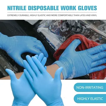 

5Pairs/Set Blue Rubber Disposable Nitrile Gloves Powder Free Latex Household Cleaning Supplies Universal For Left And Right Hand