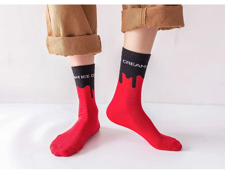 Носки с рисунком мороженого; милые забавные милые женские хлопковые носки; Повседневные Дышащие носки в японском стиле; впитывающие пот; мягкие удобные носки в уличном стиле