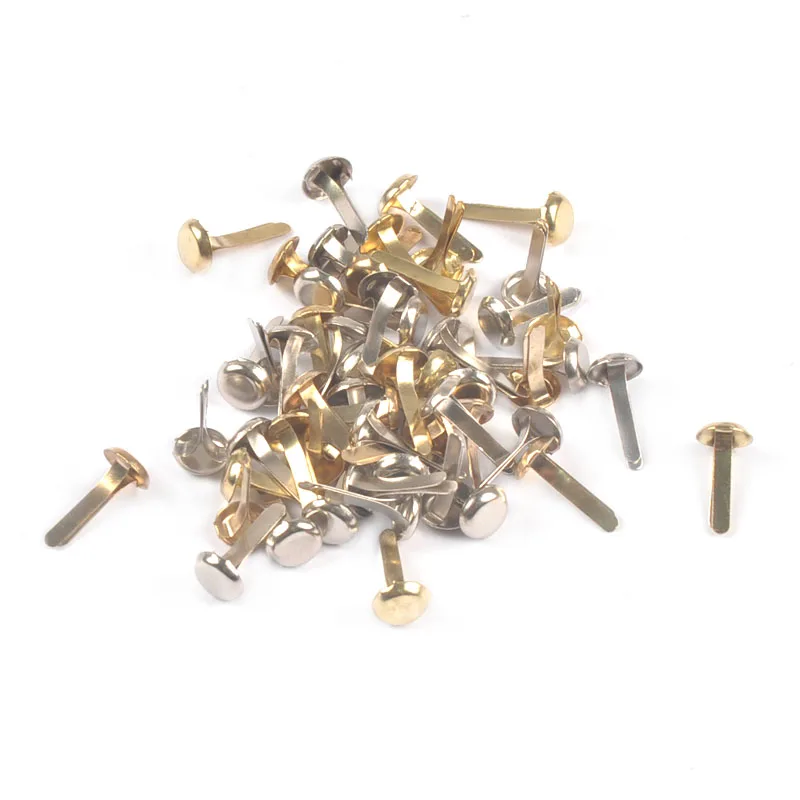 Description Picture 3 of item100pcs Silver Golden Mixed Round Metal Brads For Scrapbooking Embellishment Fastener Brads DIY Crafts Handmade Decoration c2257