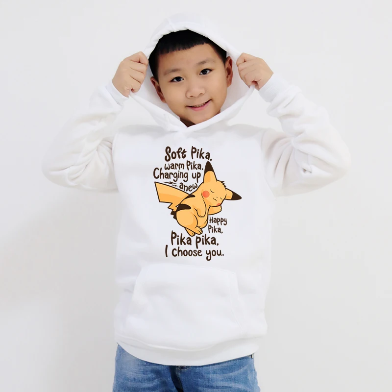 

Pokemon Pikachu New Boys Girls Hoodies Clothes Children Winter Thick Sweatshirts Toddler infant Kids Plus Velvet Tops Costume