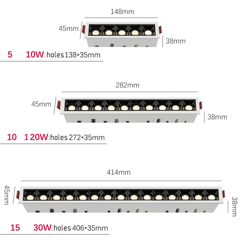 Led Recessed downlights black Ceiling LED Spot lamp bedroom white Square Spot light Living Room modern led ceiling light fixture 2