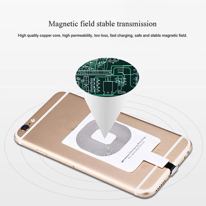 Qi Беспроводное зарядное устройство приемник зарядное устройство с ресивером Pad Coil для Lightning Dock Andriod Micro usb type C