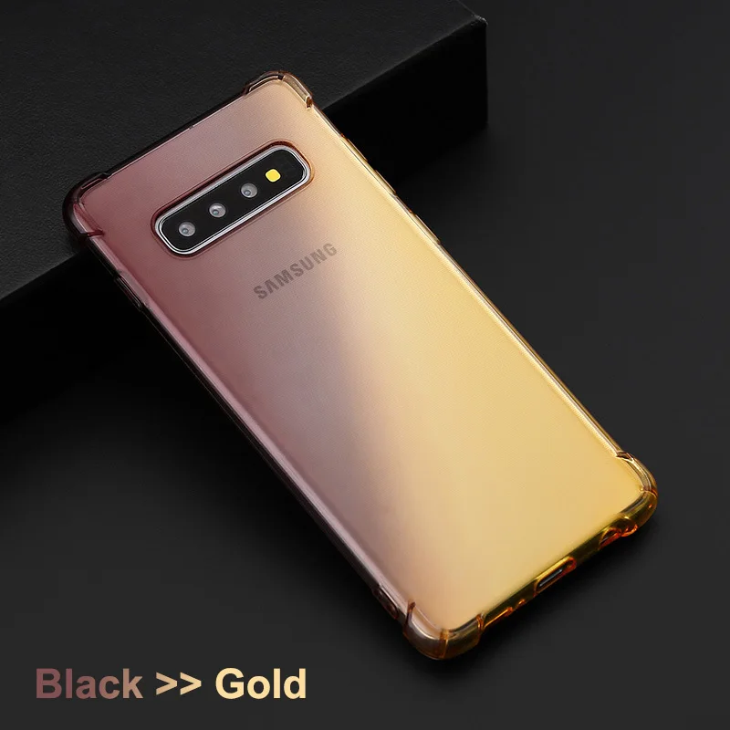 Black Gold Мягкий цвет градиента прозрачный ТПУ чехол для мобильного телефона samsung Galaxy S10 Plus Note10 pro samsung A50 A70 Note 8 9 Fundas Coque - Цвет: Black Gold