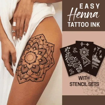 

Hot 5pcs/set Easy Henna Tattoo Stencils Set Flash Sheets Temporary Glitter Tattoo Stencils Template Body Art t6