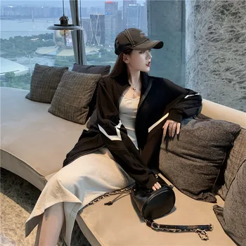 

Woman Casual Thin Blazers 2019 runway ladies Jackets plus size Loose Oversize Streetwear blazer Female Casual Cotton Coats S0105