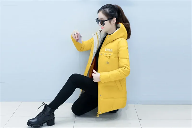 New Winter Women Casual Long Sleeve Hooded Jackets Loose Warm Middle School Student Cotton Coat Female Coats Zipper Outerwea
