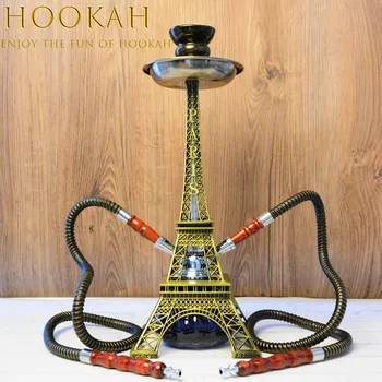 

Eiffel Tower hookah big Aluminum Double Hose Glass Hookah Shisha Set Narghile Accessories hookah for smoking Men Gift