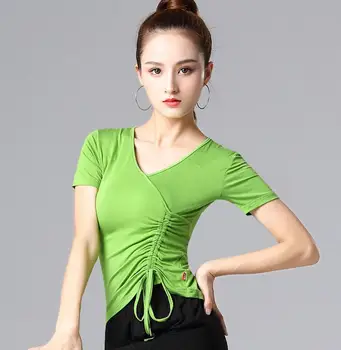 

Latin Dance Womens Training Slim Shirt Short Sleeves Tops