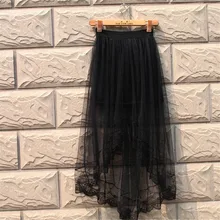 Юбка «Ласточкин хвост» модная женская Летняя асимметричная юбка Повседневная комбинированная Онлайн Юбка белая черная Женская кружевная юбка свободный размер 3SA57