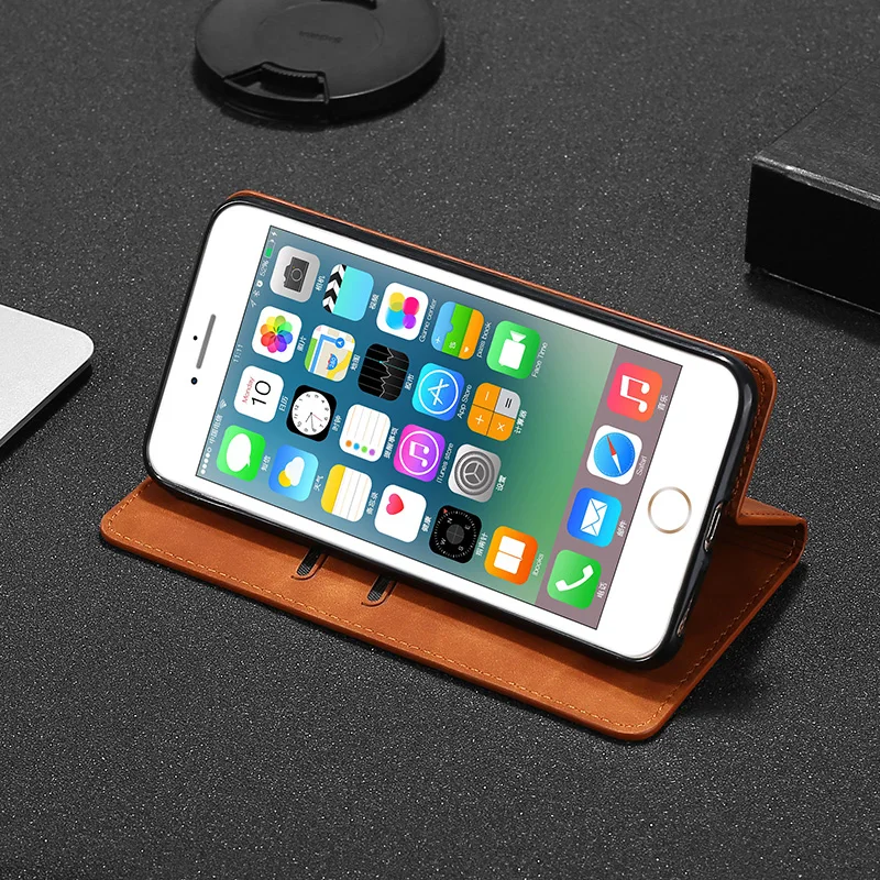 Leather Flip Wallet Cover with Magnetic Closure and Soft Case Holder