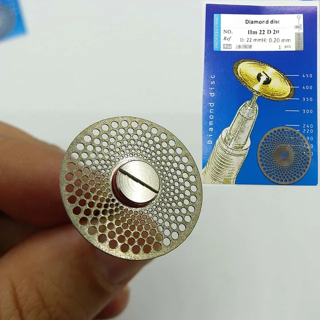 Dental Ultra-thin 0.20mm Double Sided Diamond Cutting Disc for separating polishing ceramic crown plaster or jade with mandrels Hm22D20