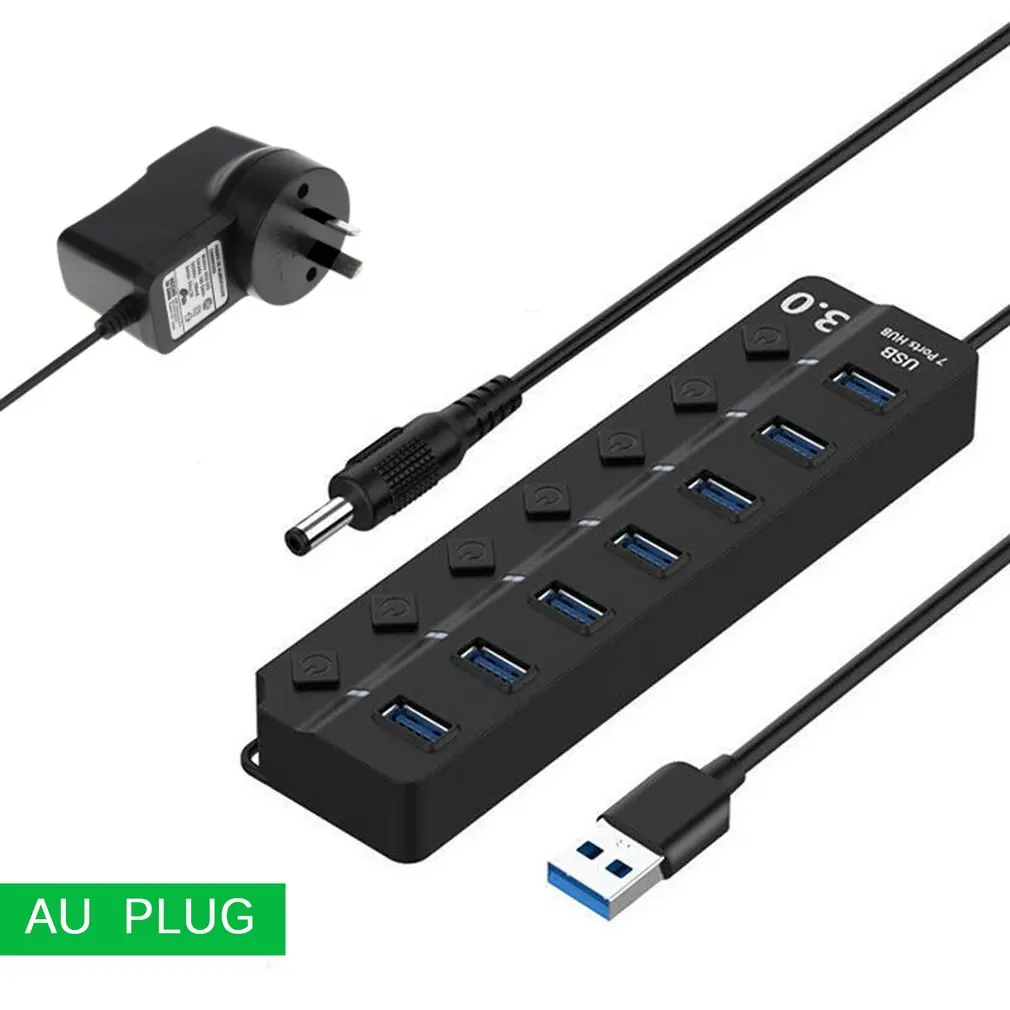 7 портов USB 3,0 концентратор 5 Гбит/с Высокая скорость включения выключения планшета передачи данных с кнопкой питания адаптер для ПК ноутбука