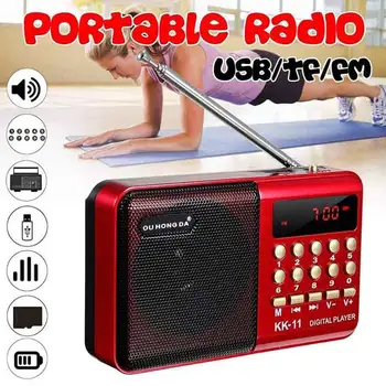 

Mini Portable Radio Handheld Digital FM USB TF MP3 Player Speaker Rechargeable