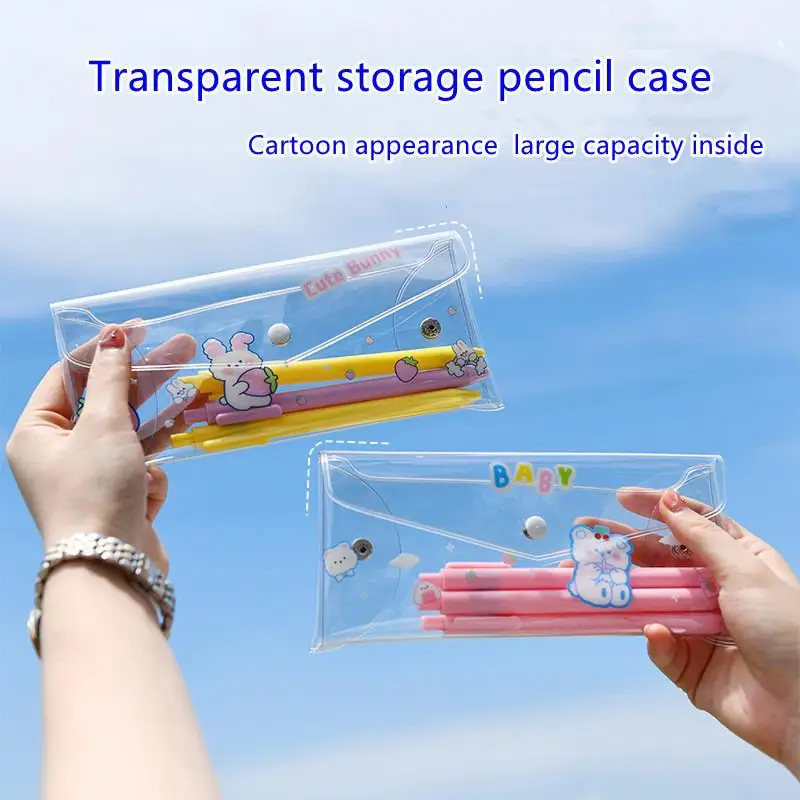 

Cartoon INS Style Student Stationery Pencil Case Small Fresh and Cute Transparent PVC Storage Bag Portable Cosmetic Storage Bag