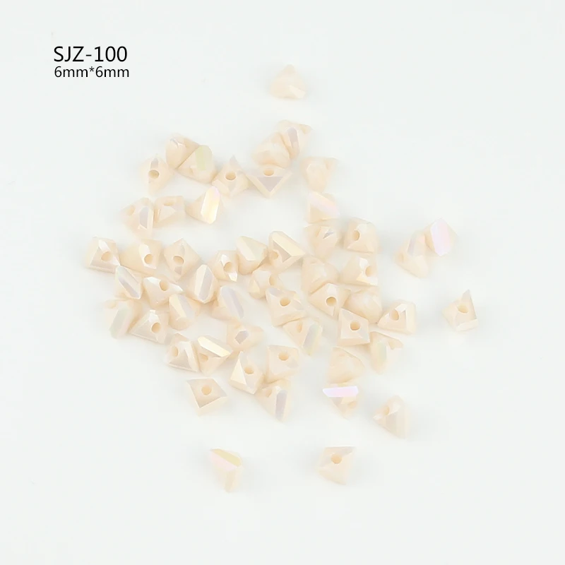 All size faceted Triangle beads Austria glass beads crystal beads Loose Spacer beads for Jewelry making DIY - Color: SJZ-100