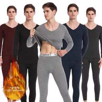 

Men Thermal Underwear Winter Warm Layered Pajamas Long Johns Keep Warm For Russian Men Thick Thermal Clothing Solid M-5XL