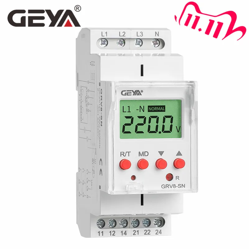 

Free Shipping GEYA GRV8-S Over Voltage Under Voltage Protector Device with LCD Digital Display Voltage Relay 8A 70V-650V