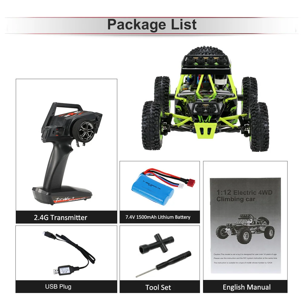 Wltoys 12428 1/12 2,4G 4WD RC автомобиль для восхождения 50 км/ч Высокая Скорость электрический пульт дистанционного управления автомобиль внедорожник Buggy Crawler автомобиля для детей