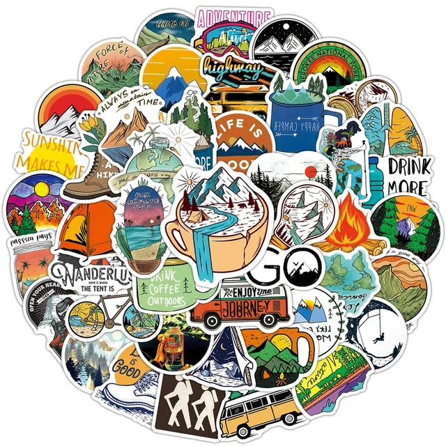 10/50/100PCS Outdoor Explore Mountain Climbing Stickers Laptop Guitar Luggage Waterproof Graffiti Sticker Decal Kid Classic Toys 4